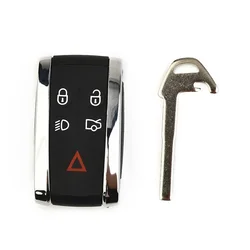 5 Button Remote Key Fob Case Cover Shell W/ Blade For Jaguar XF - X250 09-12 C2P17153 C2P17156 Black Key Accessories