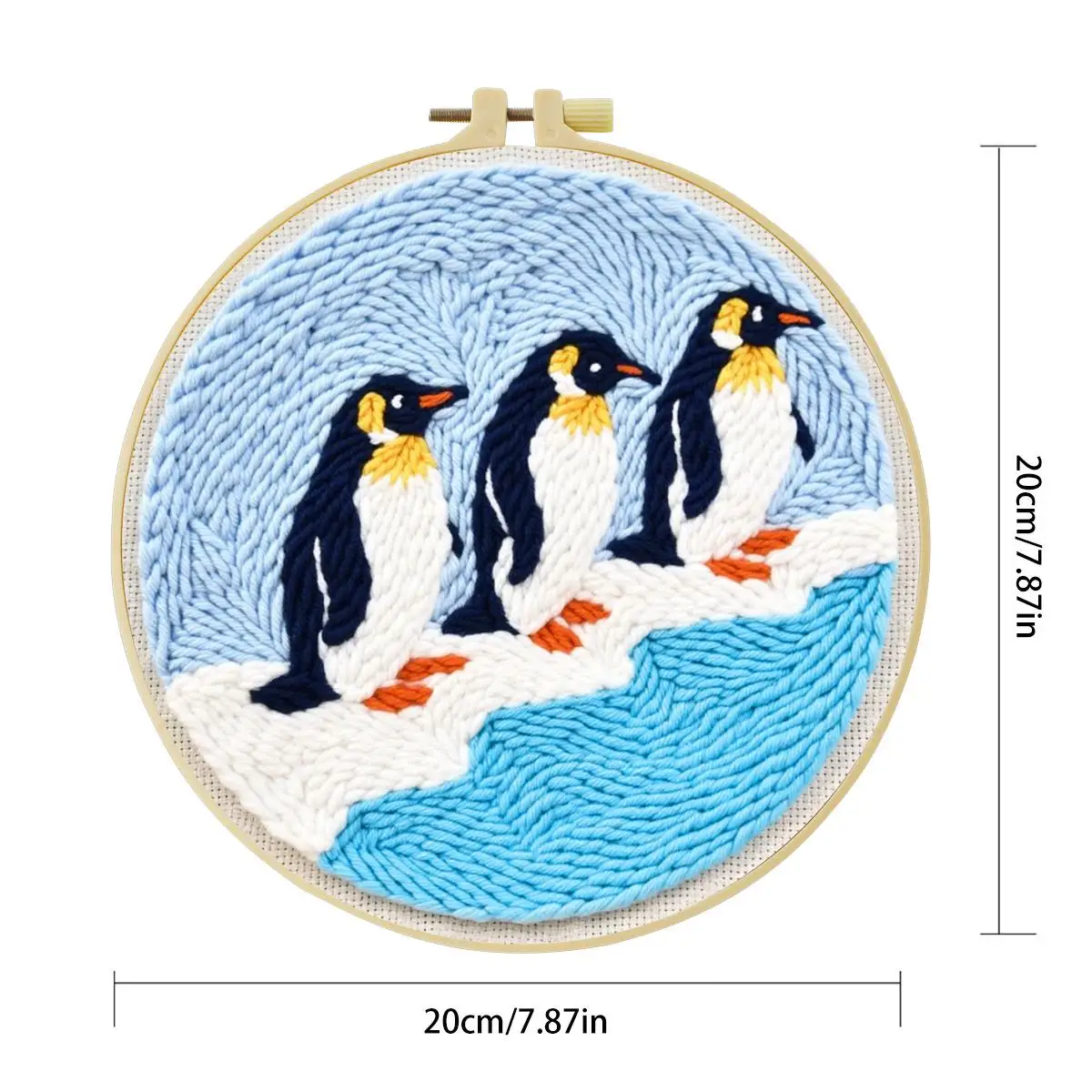 20X20CM/7,87 Zoll Tier - Pinguin Stanznadel-Stickset, Stickerei-Kit, gestrickte Stickerei, DIY, handgemachtes Geschenk – Detail 2