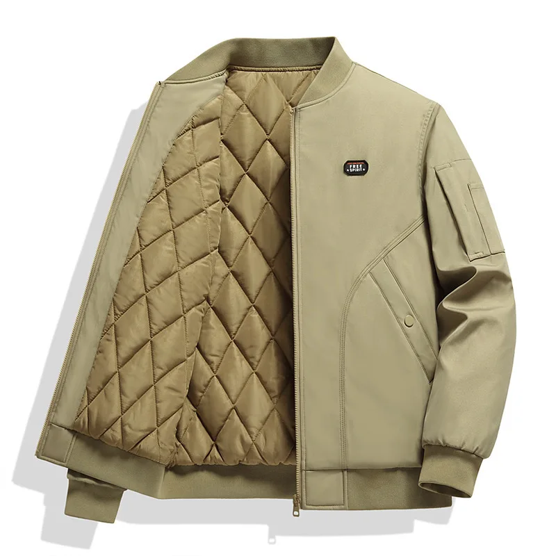 الشتاء رجل معطف رشاقته الدافئة يندبروف المعتاد جيب الذكور البضائع سترة بلون الوقوف طوق طويلة الأكمام الرجال سترة واقية #1