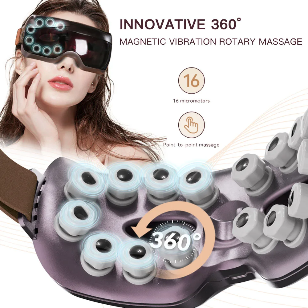 

Megetic Therapy Eye Massager Bluetooth Eyes Massage Glasses Relax Acupressure Relieves Fatigue Dark Circle Eye Care Instrument