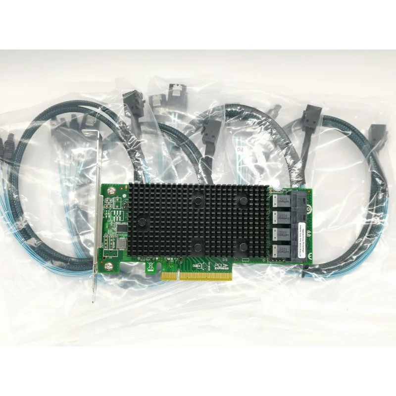 LSI 9400-16i HBA 12 Gbps PCIe 16 Port IT Mode JBOD +4*SFF-8643 SATA Cable