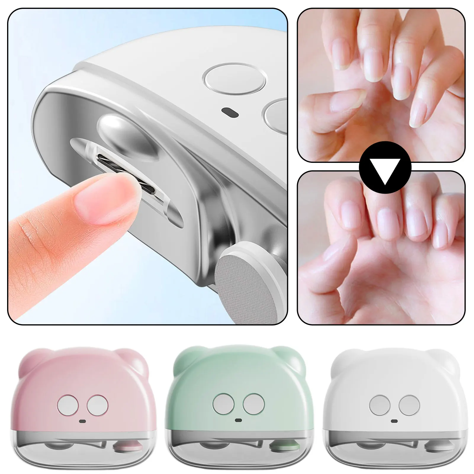 

Automatic Nail Clipper,3 Adjustable Speed Fingernail Trimmer With LED Nail Grinder Clipper,Portable USB Nail Trimmer Tool