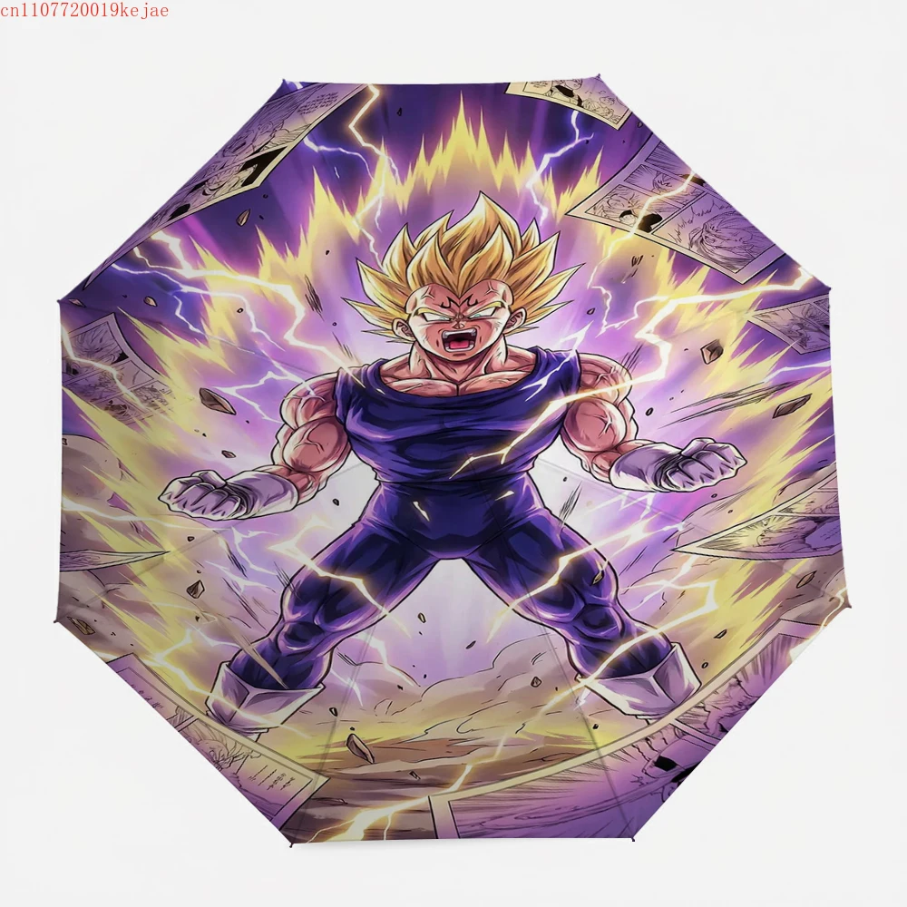 Paraguas de Anime Dragon Ball Gohan, Diseño de Batalla Super Saiyan 2, Paraguas Plegable Resistente al Viento, Cosplay y Uso Diario, Regalo para Fans de DBZ