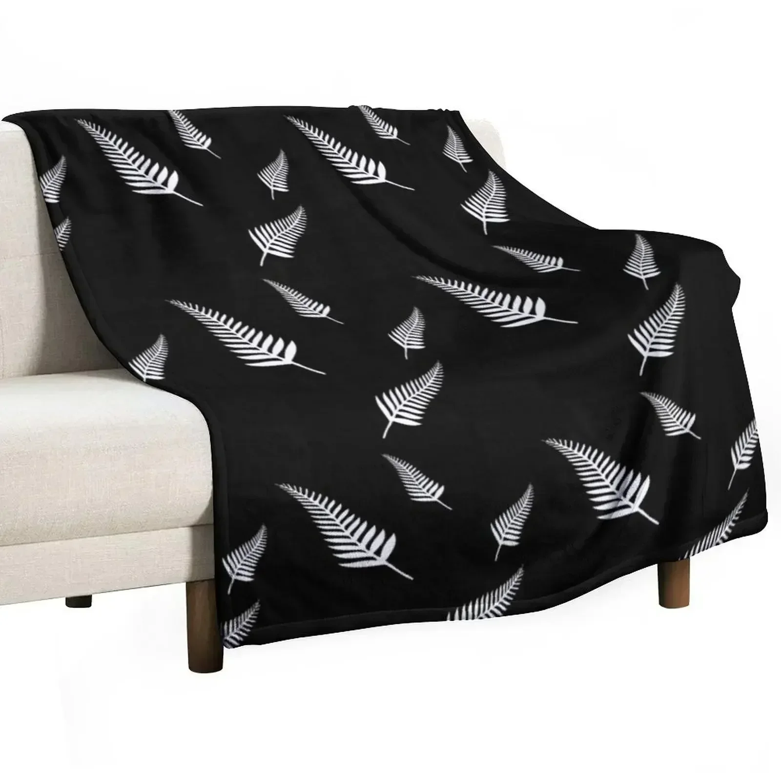 

New Zealand Fern Pattern Throw Blanket Faux Fur Soft Warm Blanket for Bed