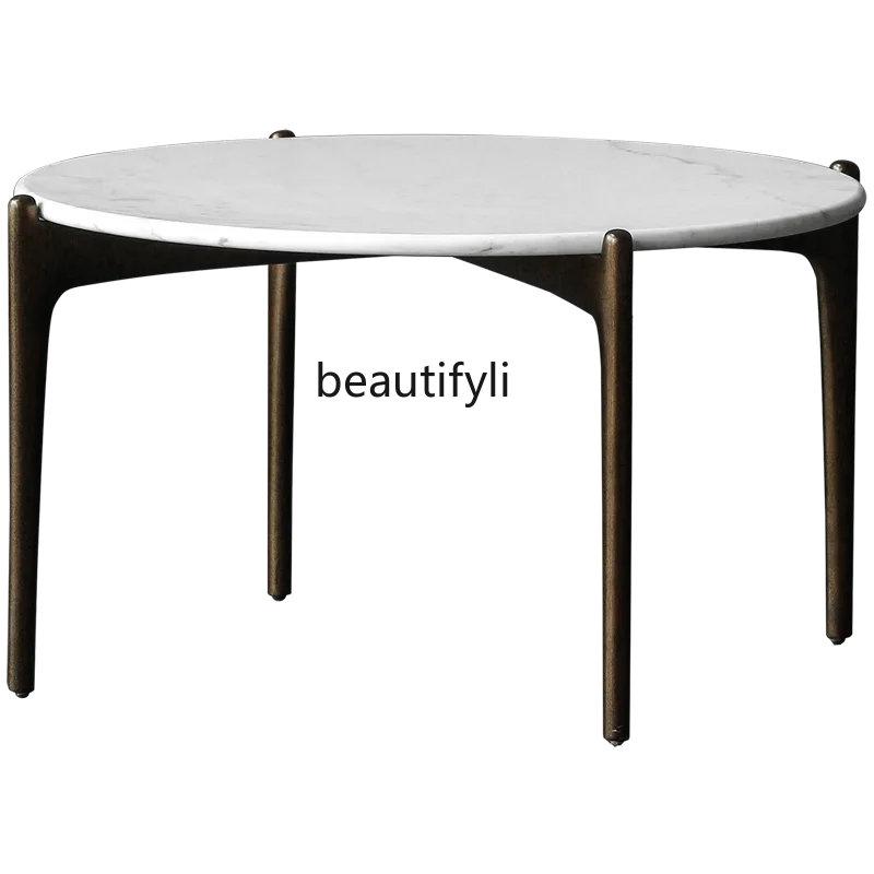 CXH Nordic Imported British Original Marble Metal Tea Table Black