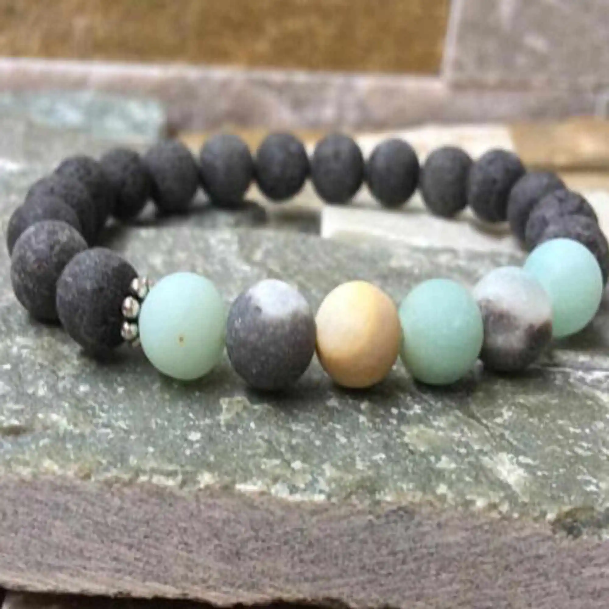 Pulsera Mala de piedras preciosas volcánicas naturales, regalo Zen, pulsera de chakra de piedra para hombre, chaplet zazen elástico, pulsera Japa bohemia para mujer