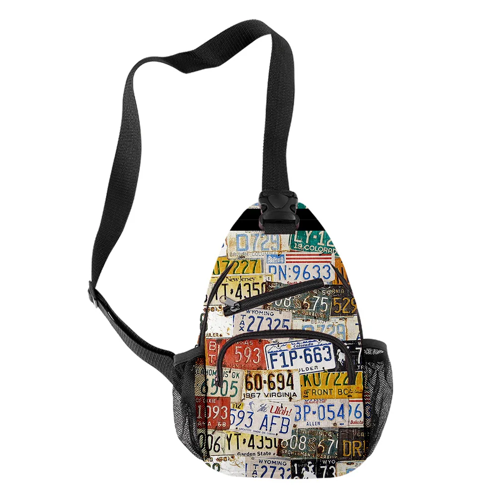 Popular Youthful route 66 Boys/Girls 3D Print Chest Bags Oxford Waterproof Sports Crossbody Travel Bag Shoulder Bags