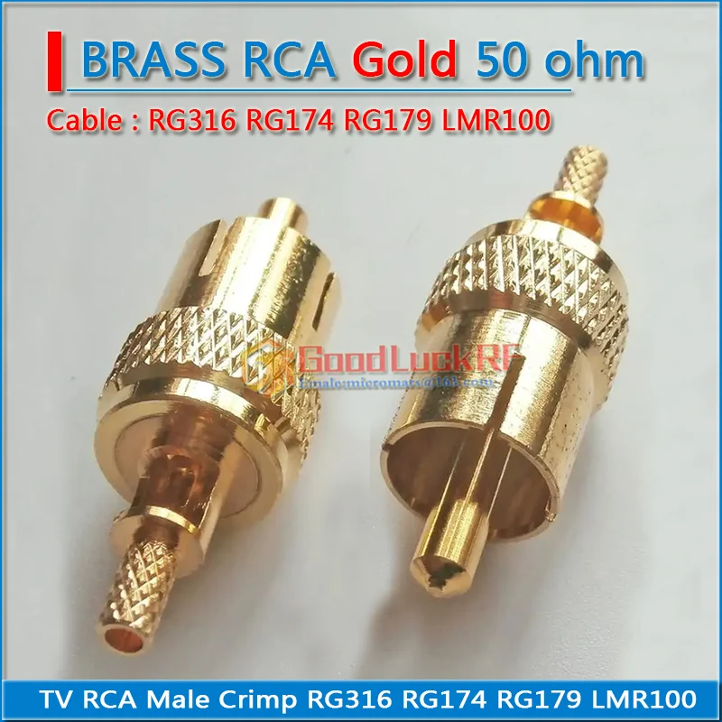 

1X Pcs RF Coax Connector Socket RCA Male Window Plug Crimp for RG316 RG174 RG179 LMR100 Cable RF Coaxial Adapter Straight GOLD