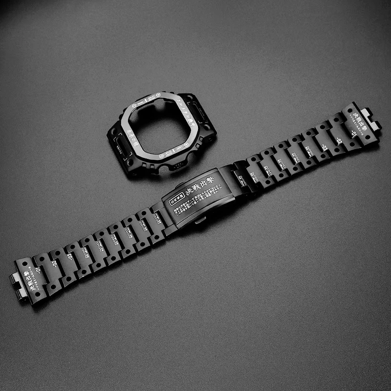 Mecha Warrior Bezel Strap For Casio DW5600 GW-B5600 GWM-B5000 Men Modified Watch Band Case Mecha Metal Stainless Steel Wristband