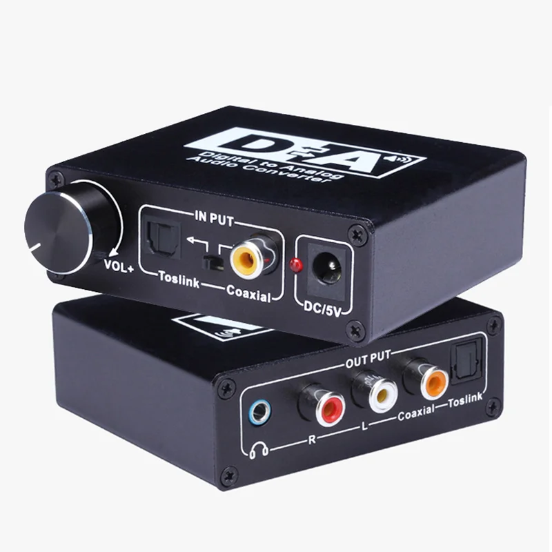 Konwerter audio cyfrowo-analogowy Wejście/wyjście optyczne/koaksjalne Spdif TOSLINK na stereo L/R i gniazdo 3,5 mm z regulacją głośności — zdjęcie produktu 7