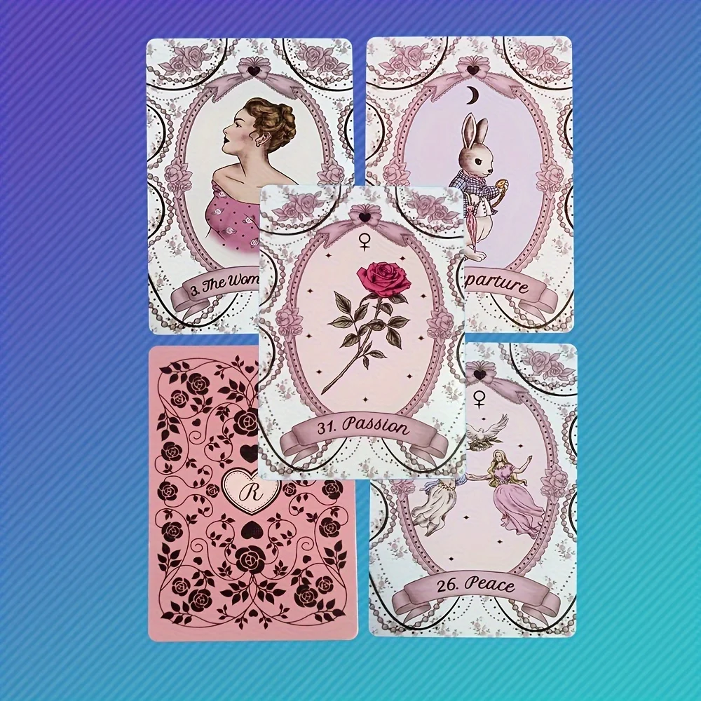 Rosebelle Oracle Cards with Zodiac Signs - 65-Card Portable Fortune Telling Game | Includes Electronic Guidebook