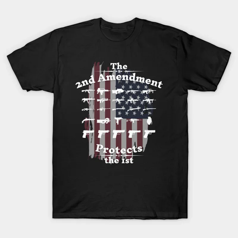 2nd Amendment Protects The 1st T-Shirt 100% Cotton O-Neck Summer Short Sleeve Casual Mens T-shirt Size S-3XL