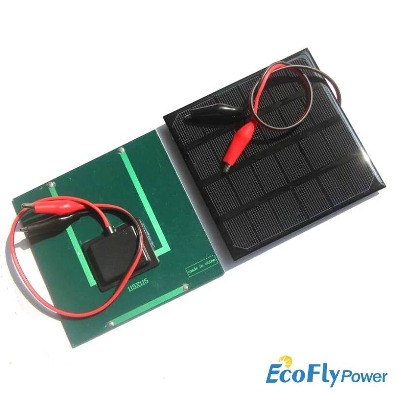 

1Pc 6V 2W 330mA Mini Monocrystalline silicon Solar Panel 115*115MM+Tiger Clip DIY Power Solar Board Rechargeable Lithium Battery