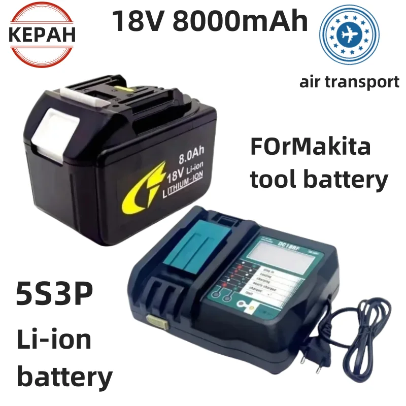 

100% BL1860 перезаряжаемая батарея 18 В 8000 мАч литий-ионная для Makita 18 В батарея BL1840 BL1850 BL1830 BL1860B LXT 400