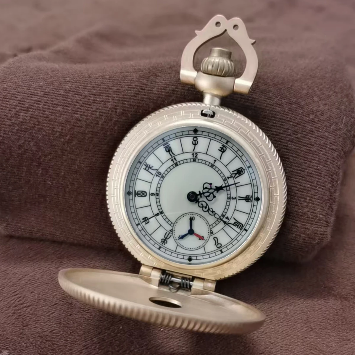 Orologio da tasca in bronzo con movimento meccanico manuale in vetro con pietra preziosa sferica bifacciale, impermeabile