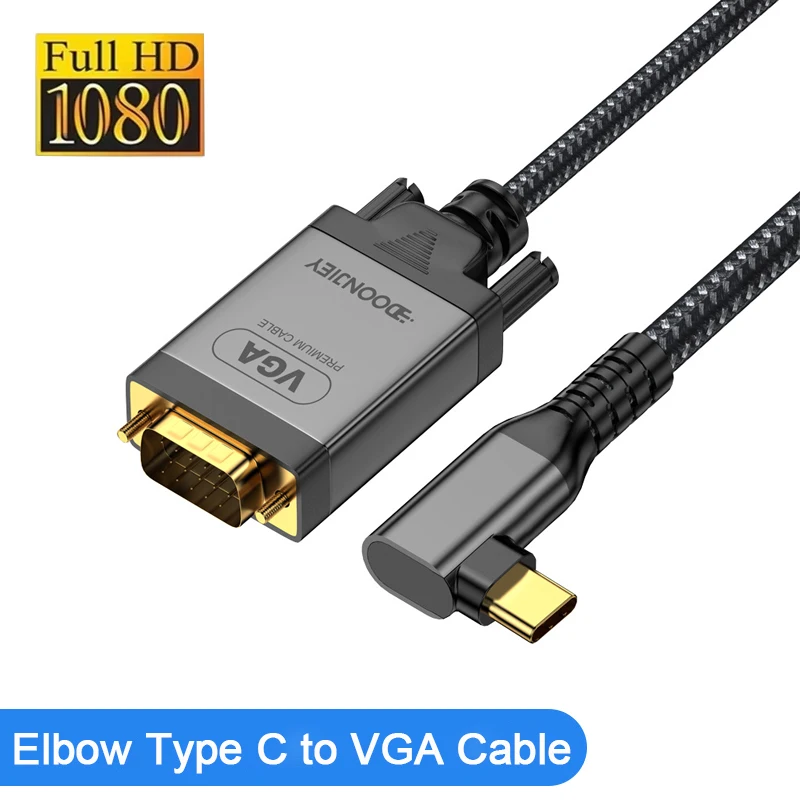 USBC to VGA Cable 1080P USB Type C Adapter HD TV Cable Converter for Phone MacBook VGA Monitor Projector Connecter