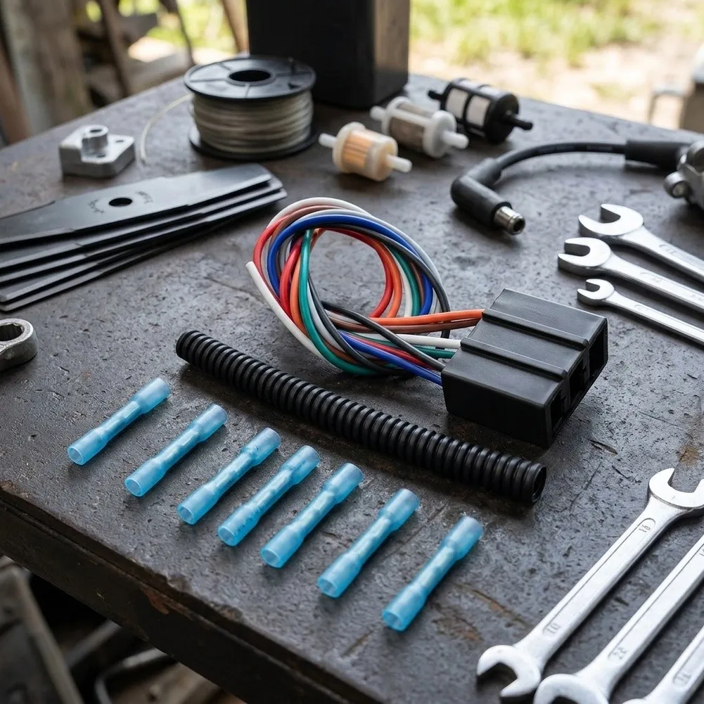8 Pin Harness Repair Kit for Lawn Mower Tractor PTO Switch Wiring with Brass Connectors and Easy Installation Design