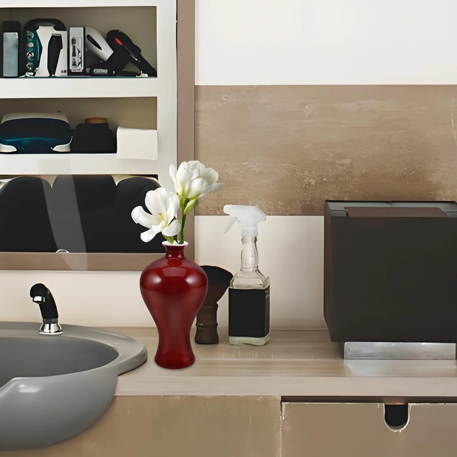 

Red Ceramic Flower Arrangement Vase Chinese Style Vintage Decorative Vase for Wedding Housewarming New Year Celebration