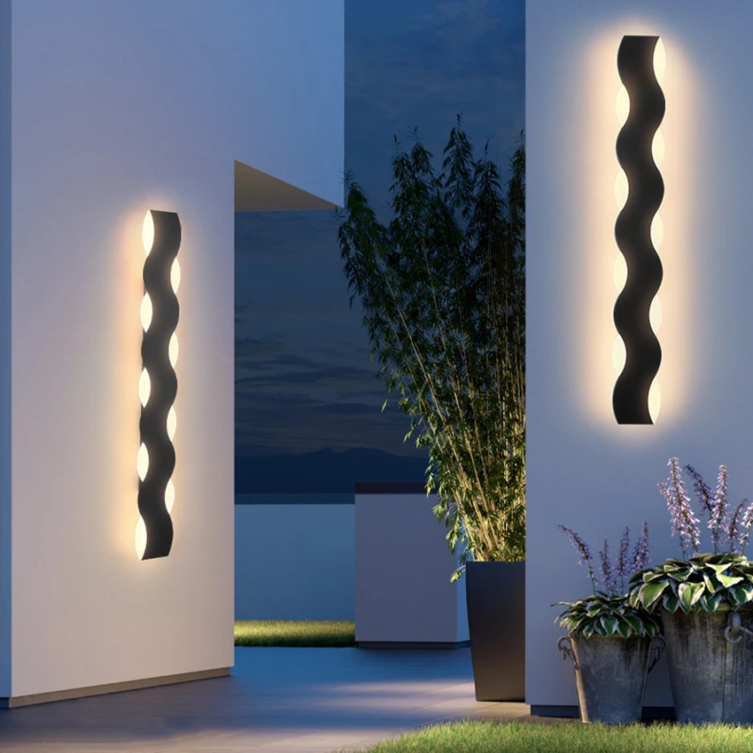 Outdoor Waterproof Wall Lamp Wave Shaped Light Entrance Waterproof Porch Light Exterior Wall Courtyard Wall Light Fixture
