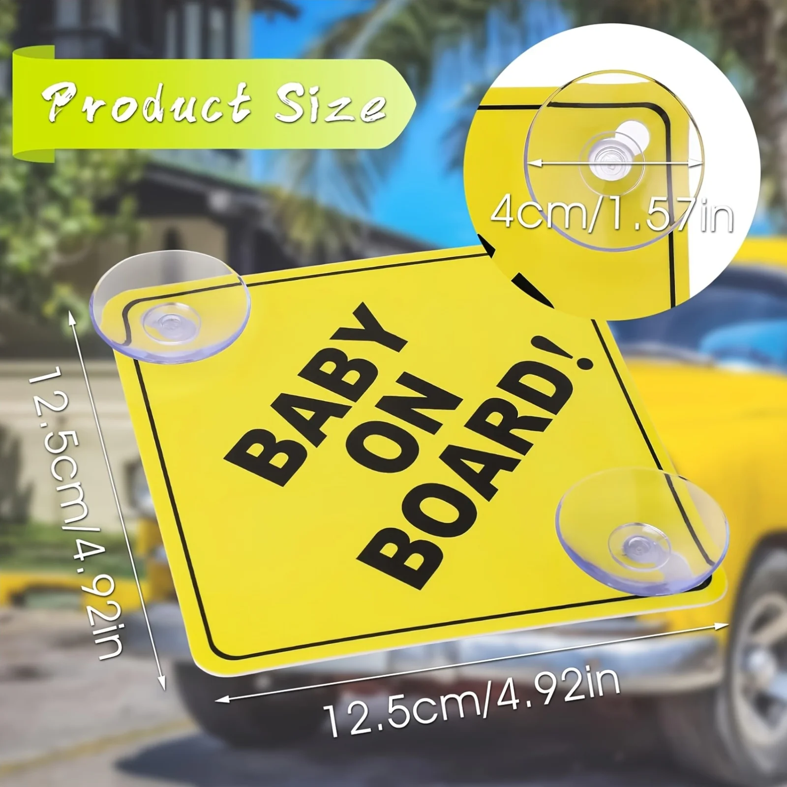 1/2 PCS Baby On Board Sticker For Cars, Baby On Board Warning Signs With Suction Cups, Durable And Strong Without Residue