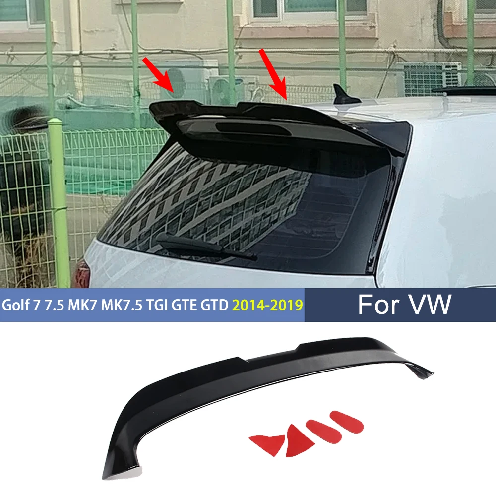 Rear Roof Spoiler for VW Golf MK7 7.5 TSI TGI GTE GTD 2014-2019 V Style Rear Lip Upper Wing Diffuser Splitter Tail Kit Tuning