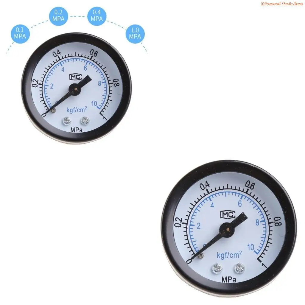 Compact Pressure Gauge 1/8 Thread Aluminum Pressure Meter Air Pressure Gauge Back Mount Iron for Shell & Aluminum Thread W91B