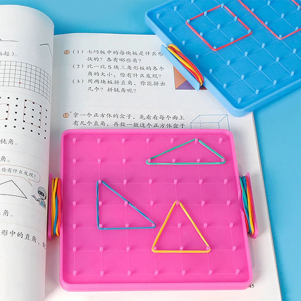 2pcs Student Board Geoboards 14cm 16cm Dual Sided Pegboard Rubber Bands Kids Geoboard Math Toy Puzzle Educational Tool