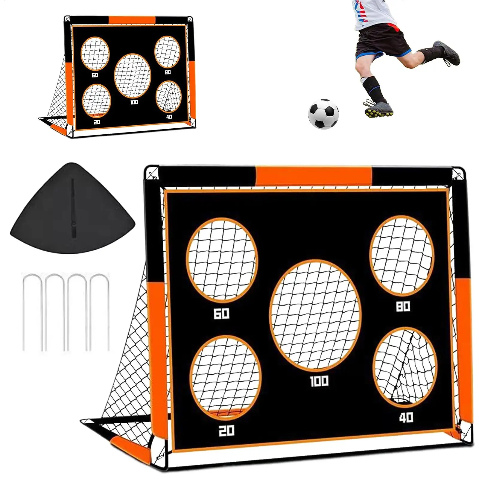

Kids Soccer Training Goals Lightweight Portable Net Adjustable Size for Backyard & Park, Youth Practice Includes Carry Bag