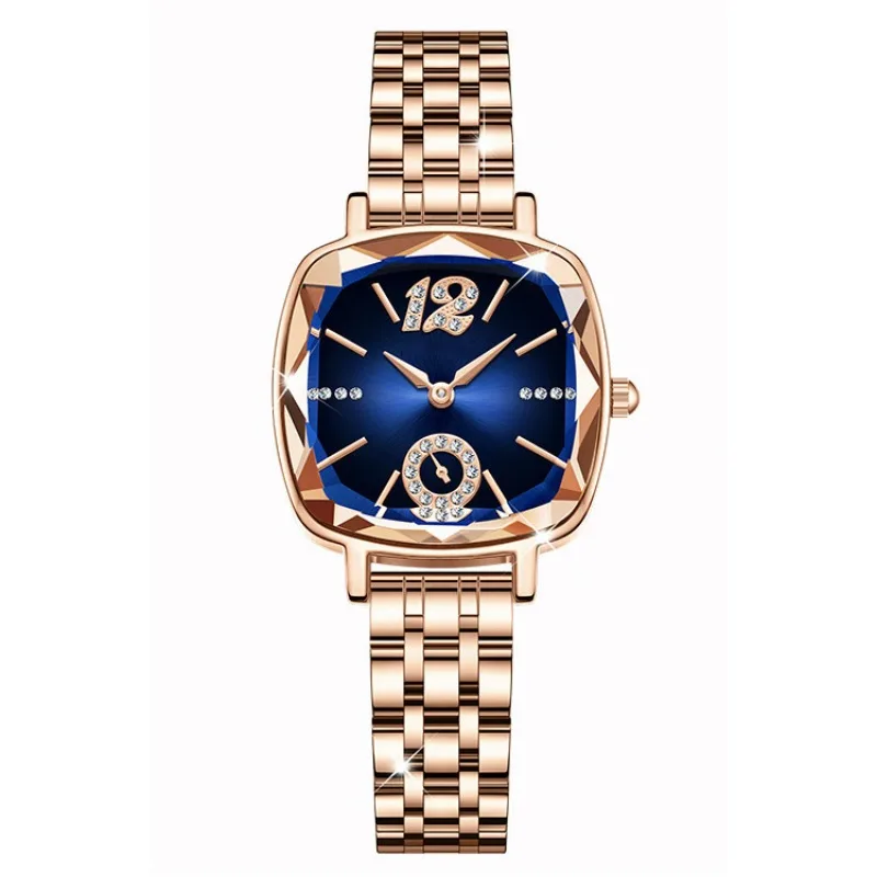 Square women\'s watch with diamond inlaid quartz watch