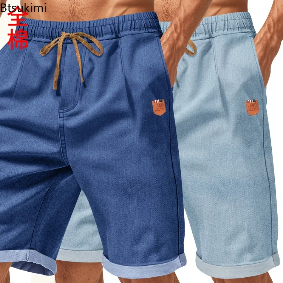 2025 Summer Men's 100% Cotton Casual Shorts Fashion New Loose Pockets Sweatpants Breathable Beach Shorts Male Gym Joggers Pants