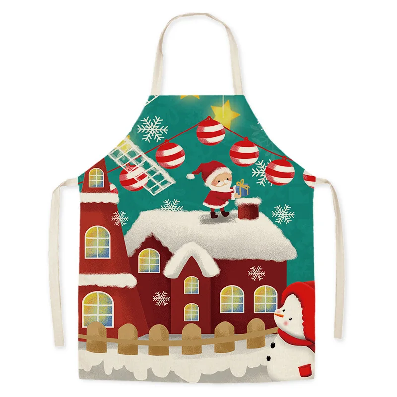 Christmas Linen Aprons Clothing Supplies Parent-child Sets Men\'s Baking Accessories Women\'s