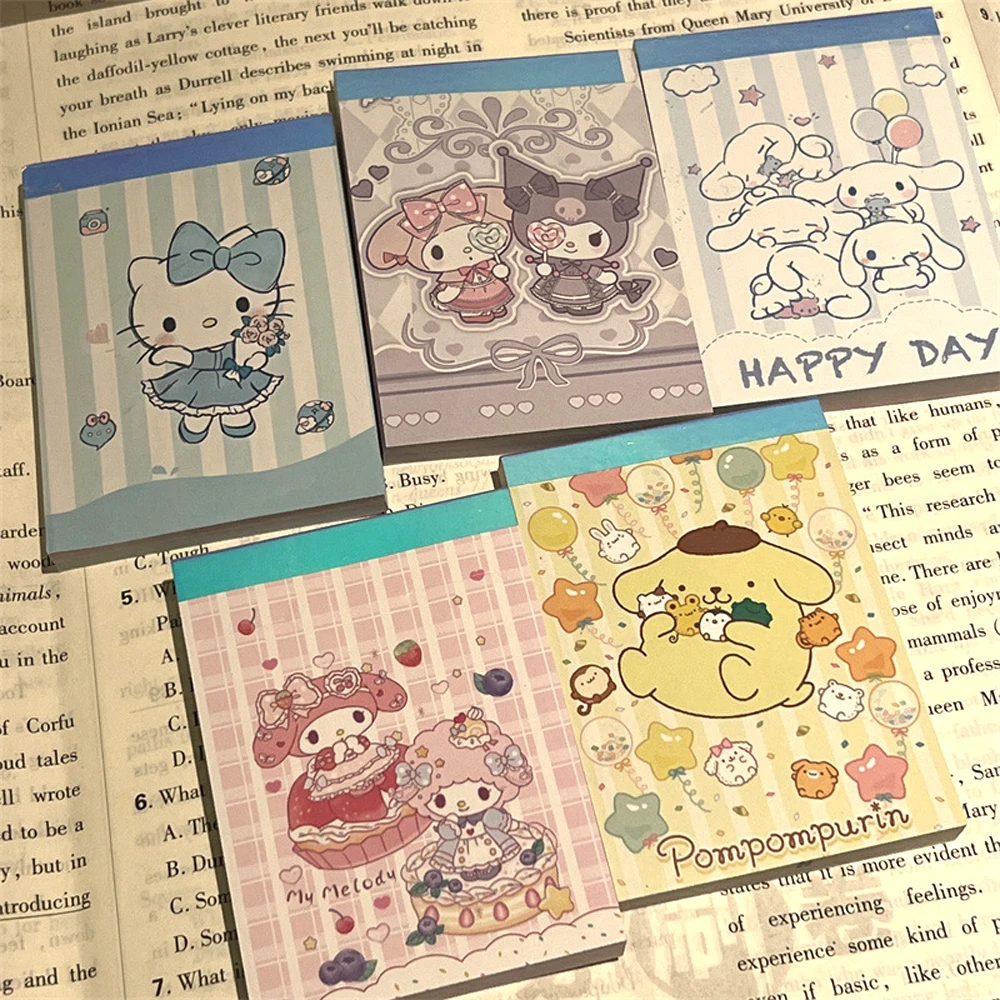 MINISO 70 Pages Kawaii Stitch Notebook Sanrio Hello Kitty Kuromi Cinnamoroll Cute Pattern Diary Colored Paper School Supplies