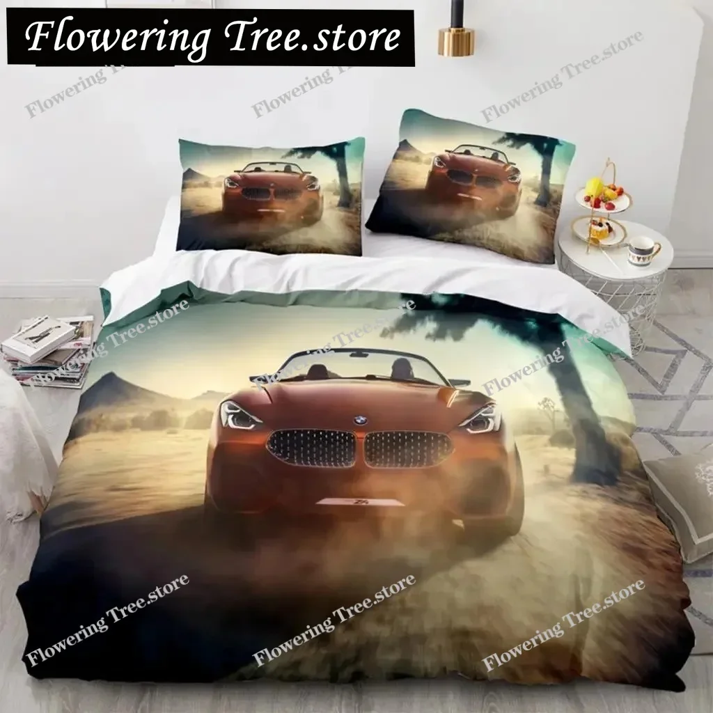 Speed Sports Car Duvet Cover Set Queen Size Cool Racing Comforter Cover Extreme Sport Bedding Set for Boys Teens Men Room Decor