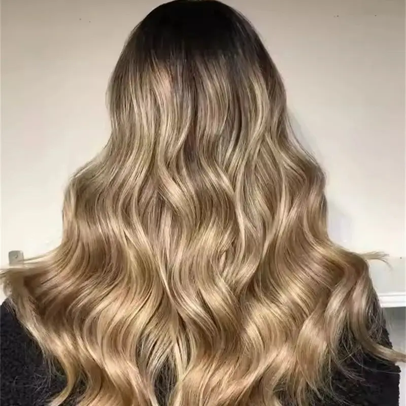 

High Quiality Wig Luxury Balayage Highlight Honey Blonde Brown Wig Swiss 13x4 Lace Front Glueless Wig Super Long Body Wave Wig