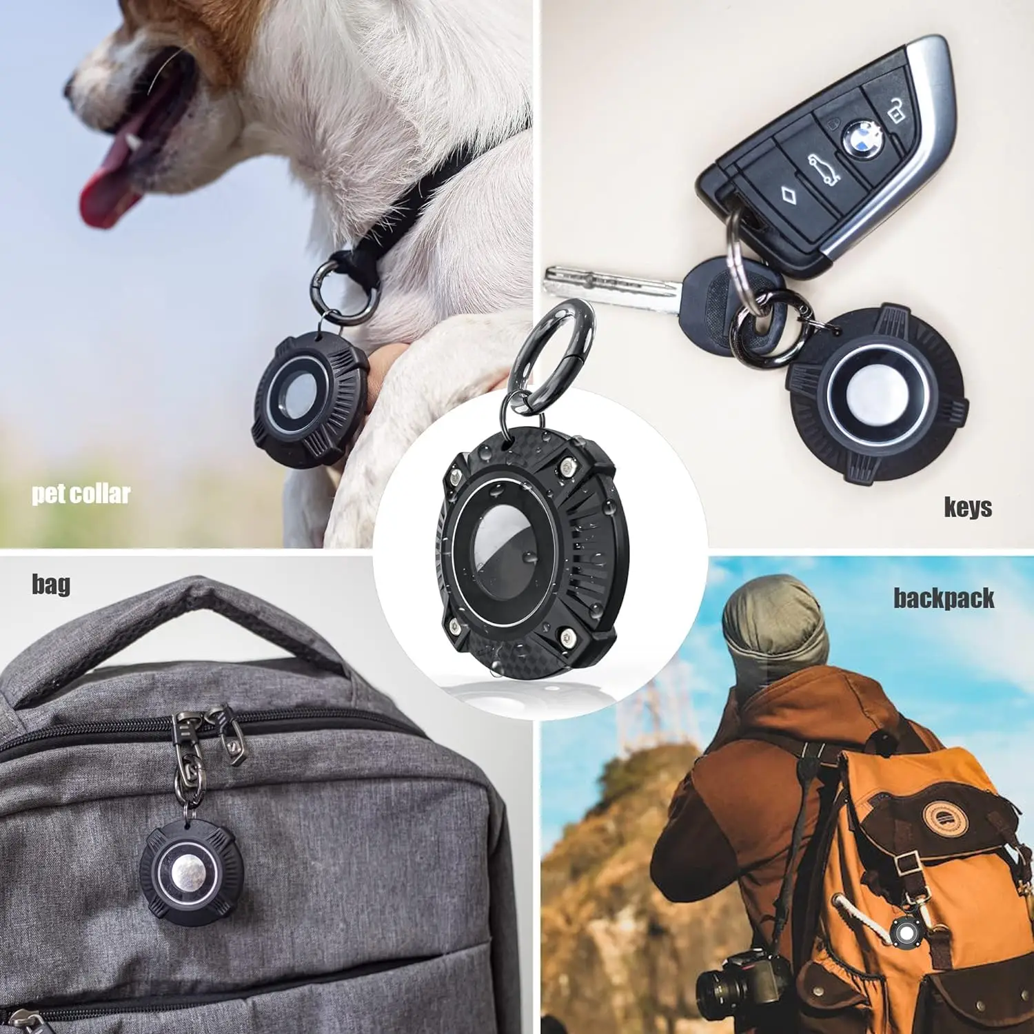 حافظة TPU Airtag مع سلسلة مفاتيح ، تغطية كاملة ، IP68 ، مقاومة للماء ، حامل لملحقات بطاقة الهواء ، مفاتيح الحيوانات الأليفة