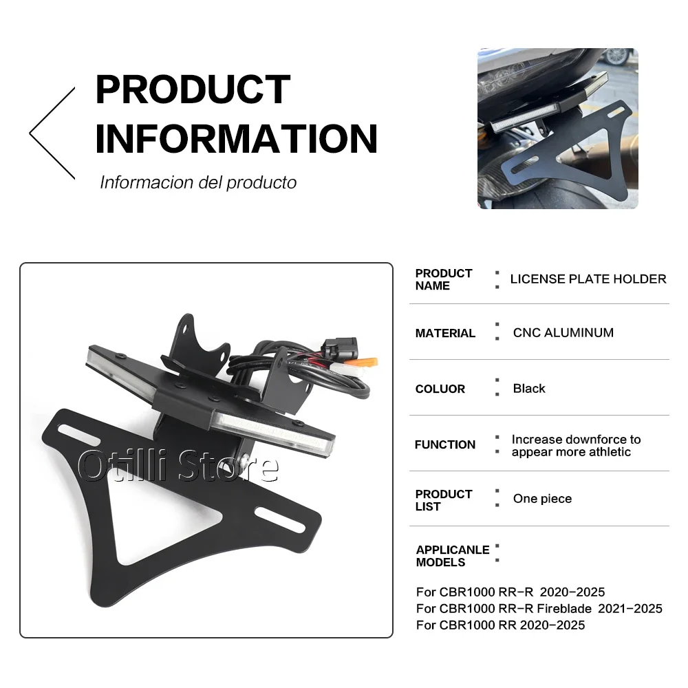 For Honda CBR1000RR CBR1000RR-R 2020-2025 2024 Motorcycle Rear Short Tail Stock Tidy License Plate Holder Tailstock Bracket Kit