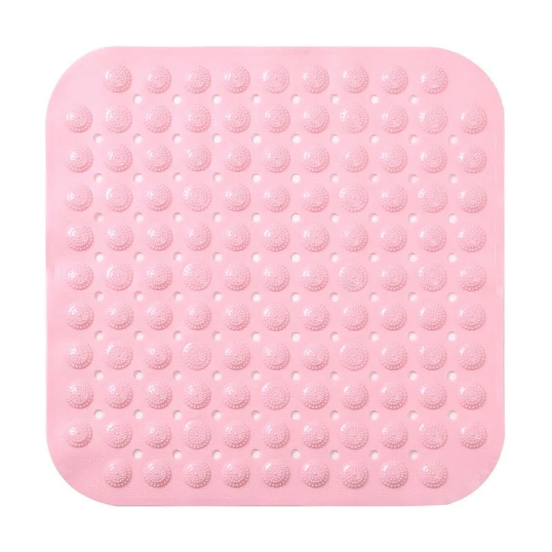 Home Pure Color Bathroom Non-slip Waterproof Floor Mat Square Shower Room Massage Foot Pad Fashion PVC Floor Mat With Suction Cu