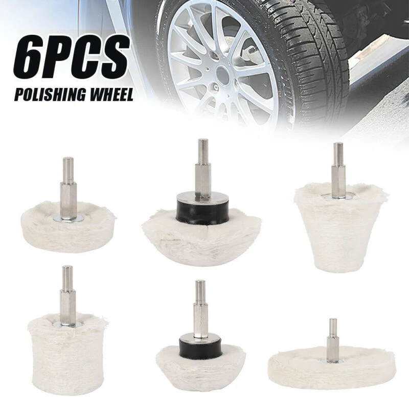 Almohadilla de pulido para pulir, Kit de fregona, pulido de joyería, acero inoxidable, aluminio, madera, 6 uds., plástico, acero inoxidable