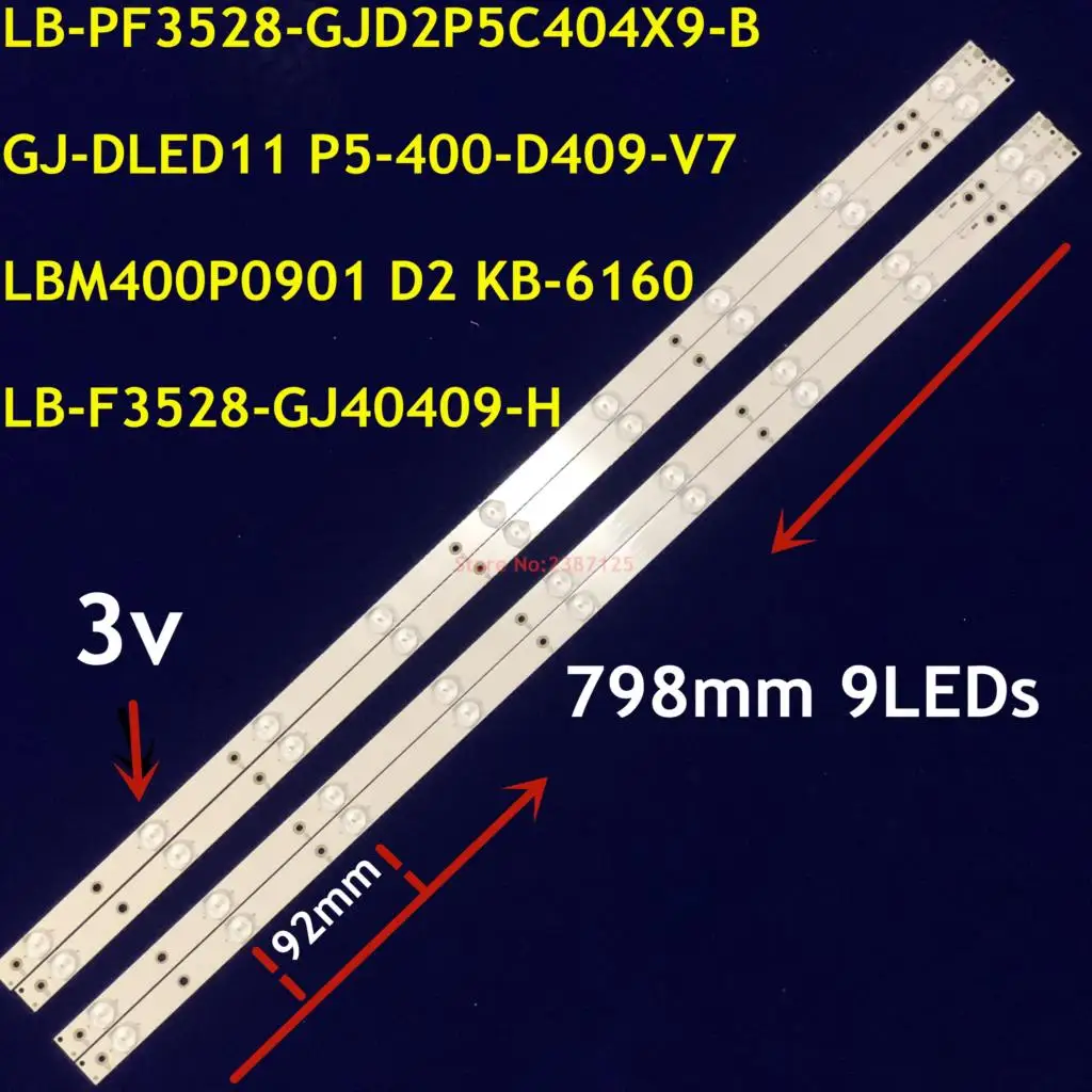 10 set LED bar 9 lampada GJ-DLEDII P5-400-D409-V7 per 40 pfl3240 40 pfh5500/8 40 pfg5000 40 pfg5100 40 pfg5109 LE40D1452 LE40D1442