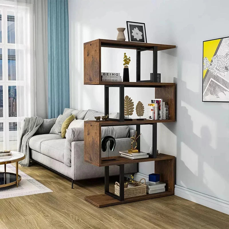 custom.Custom Nordic Style 5-Tier Wooden Bookshelf Ladder Freestanding Decorative Room Divider Storage Display Bookcase Panel St