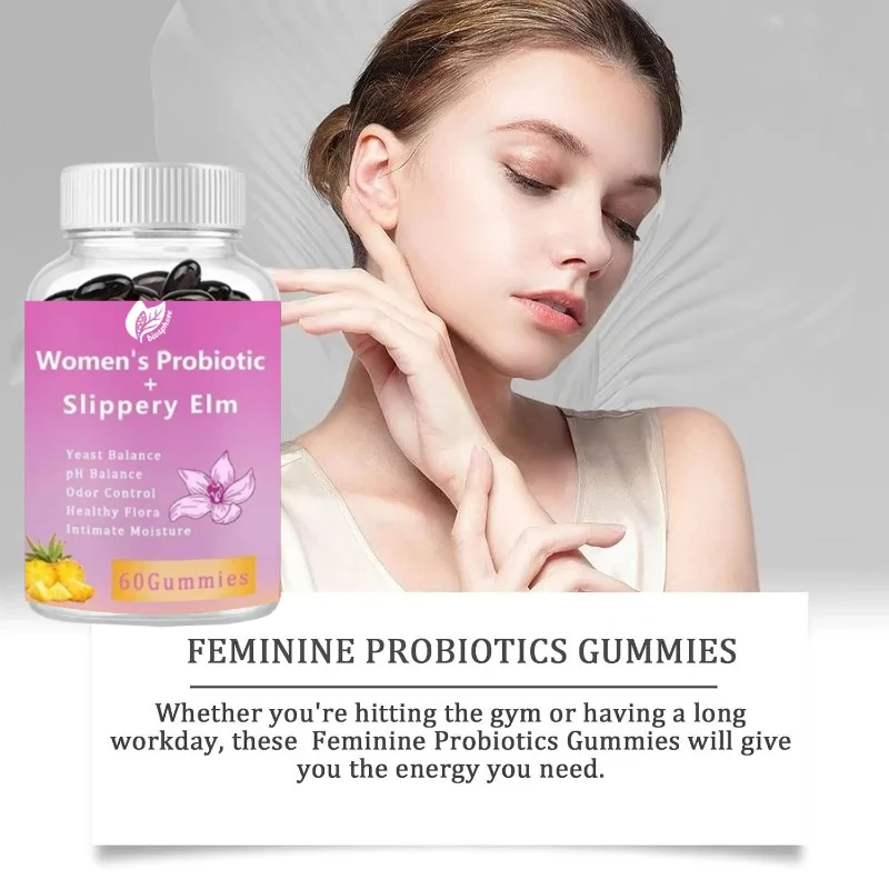 

60 капсул Женские пробиотики + гладкое вязное дерево, мягкие конфеты 2 в 1, добавка для ухода за женщинами