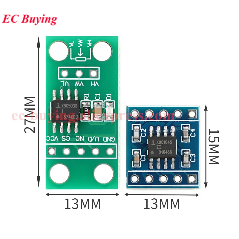 5Pcs/1pc X9C103S X9C503S X9C104S 10K 50K 100K ohm Adjustable 100th Order Digital Control XDCP Potentiometer Board Module DC3V-5V