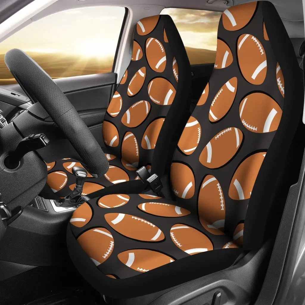 Rugby Ball American Football Print Pattern Seat Cover Car Seat Covers Set 2 Pc, Car Accessories Car Mats