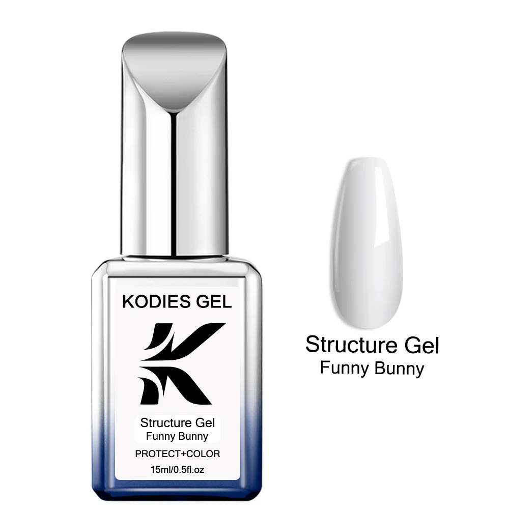 KODIES GEL Structure Gel Funny Bunny Rubber Base Gel Nail Polish 15ML Semi Permanent UV Soak Off Milky White Gellak for Manicure