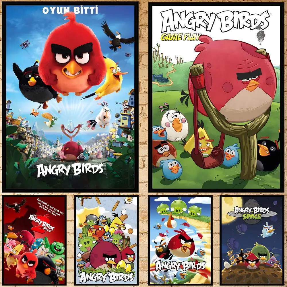 game Angry Birds Poster Poster HD Waterproof Self-adhesive Art Print Wall Decor for Bedroom Living Room Gift