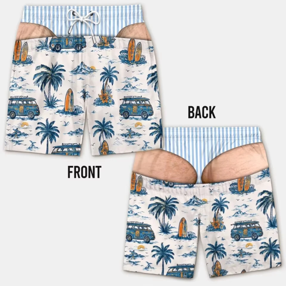 2026 Neue Sommer-Herrenshorts mit 3D-Strukturiertem Flauschigem Rücken-Design, Geeignet für Poolpartys und Urlaubsoutfits Y2k – Detail 8