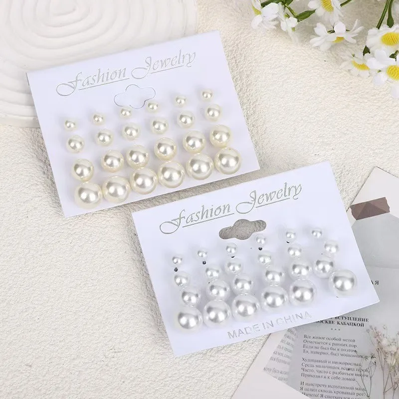 12Pairs Classic Minimalist Imitation Pearl Stud Earrings Set for Women, Multiple Styles, Suitable for Daily Wear and Parties