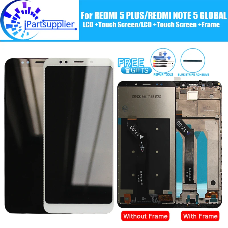 For Xiaomi Redmi 5 Plus LCD Display Digitizer + Frame 100% Original Touch LCD Screen for Redmi Note 5 Global Replacement