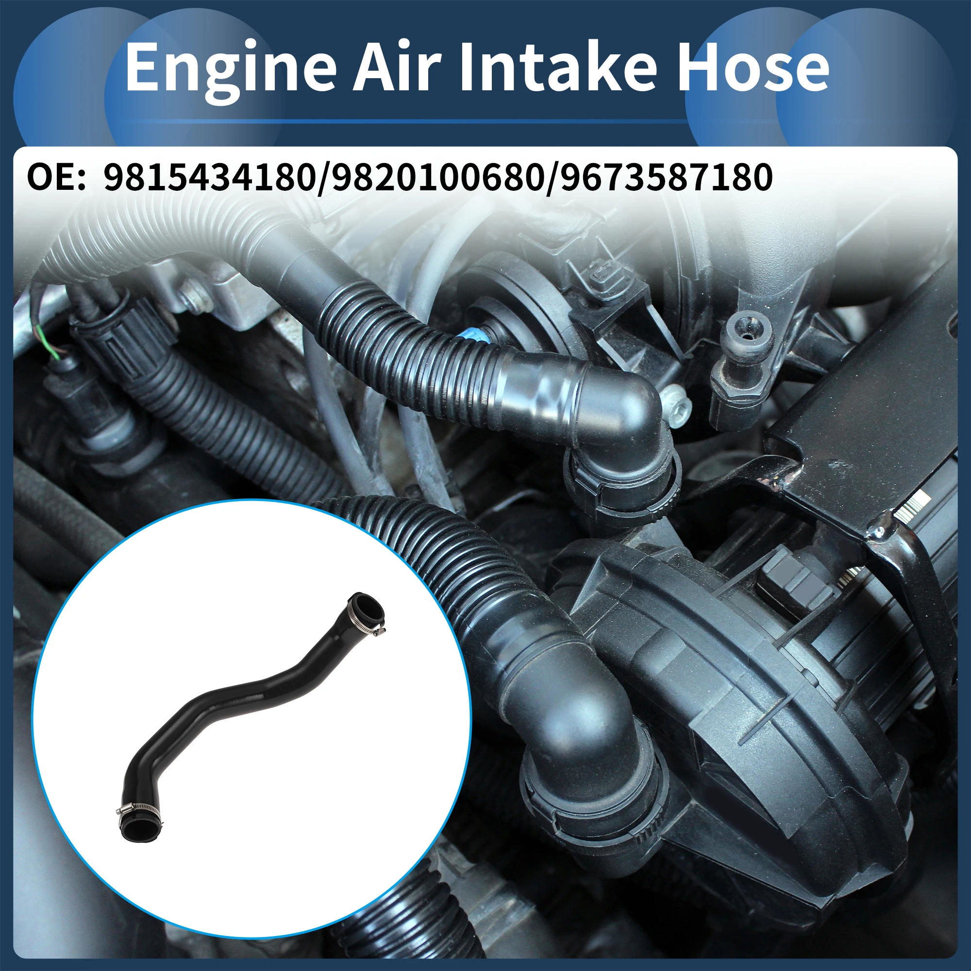 

X AUTOHAUX Engine Air Intake Hose for Peugeot 308 2013 No.9815434180 Rubber Clamp 1 set
