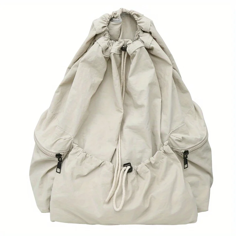 Rugzak met trekkoord en meerdere zakken, ontworpen voor zowel mannen als vrouwen, lichtgewicht als opvouwbaar, perfect om te winkelen